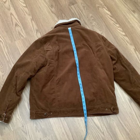 GUESS Sherpa Trimmed Corduroy Trucker Jacket Brown Women Size XL - Picture 7 of 12